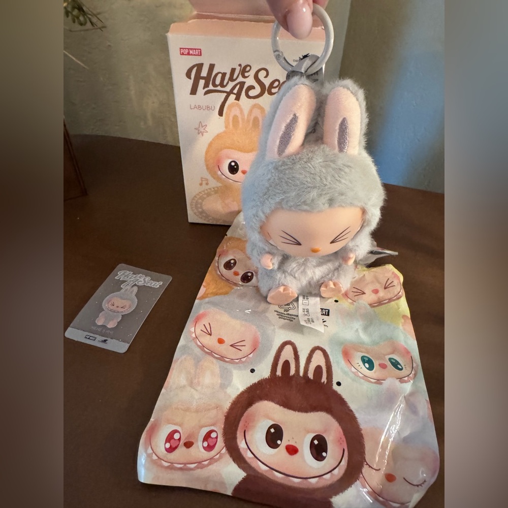 Labubu Grey Plush - HeHe- Authentic